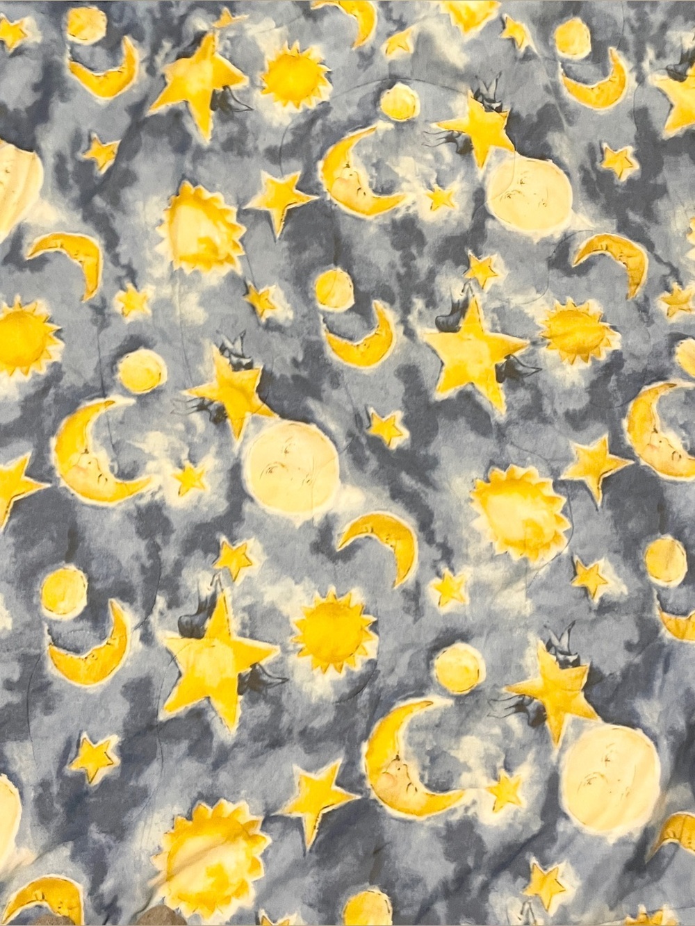 VTG 90s Springs Celestial Sun Moon Stars Comforter Blue Yellow Whimsigoth